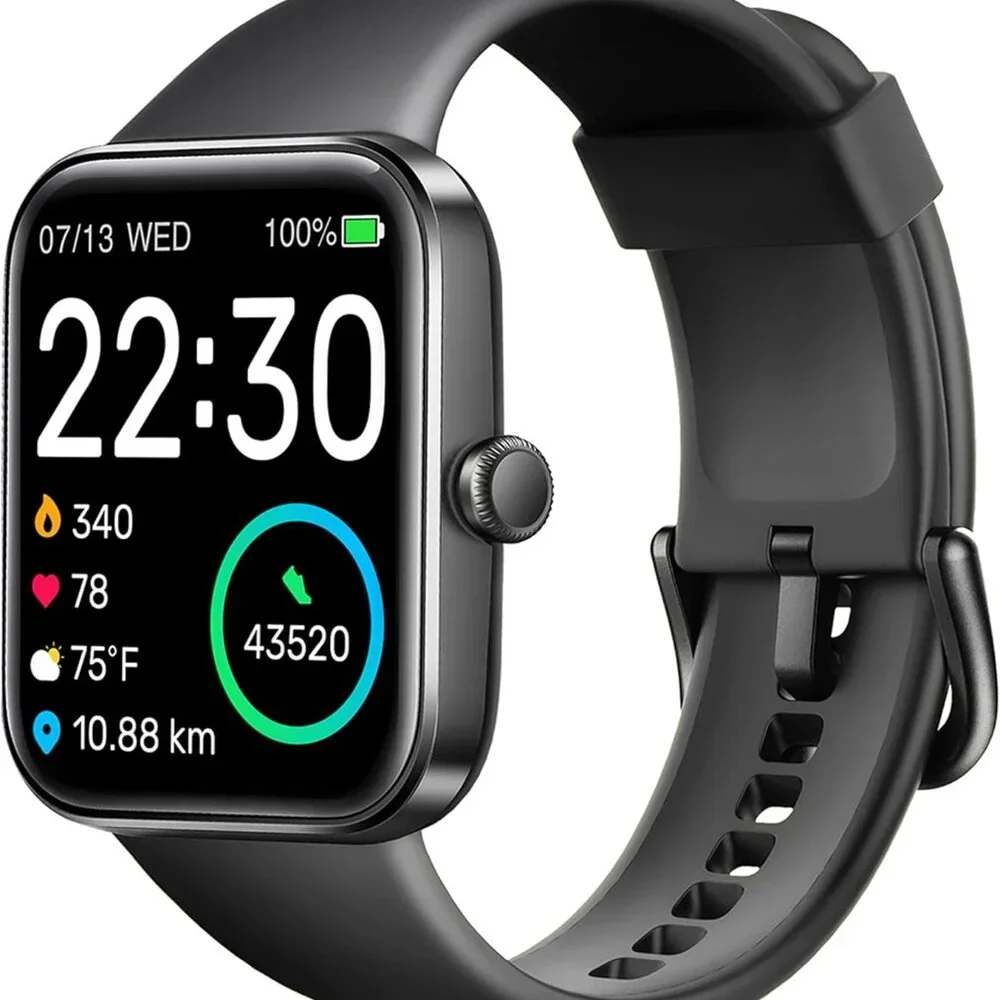 SKG V7 Smart Watch Fitness Tracker 5ATM Waterproof 1.7 in Touch Screen Black
